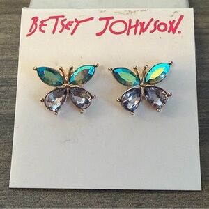 Betsey Johnson Butterfly Earrings #M20 NWT  blue purple gold tone